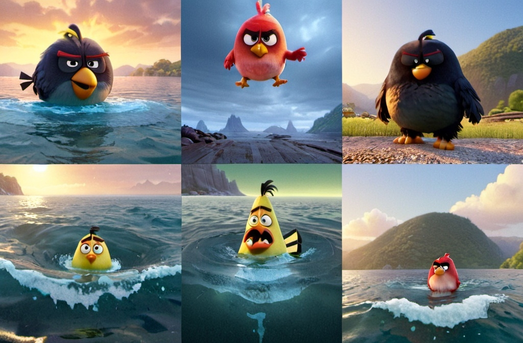 Prompt: Disney 3D angry birds movie 3