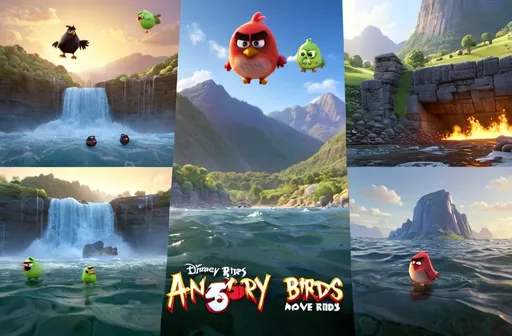 Prompt: Disney 3D angry birds movie 3