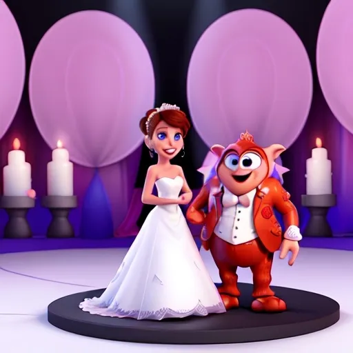 Prompt: Disney 3D wedding is a world famous wedding day and the my singing monster movie 