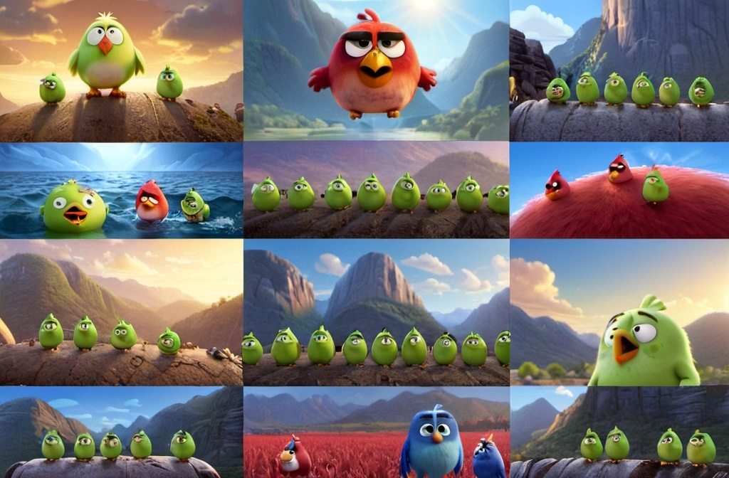 Prompt: Disney 3D angry birds movie 3