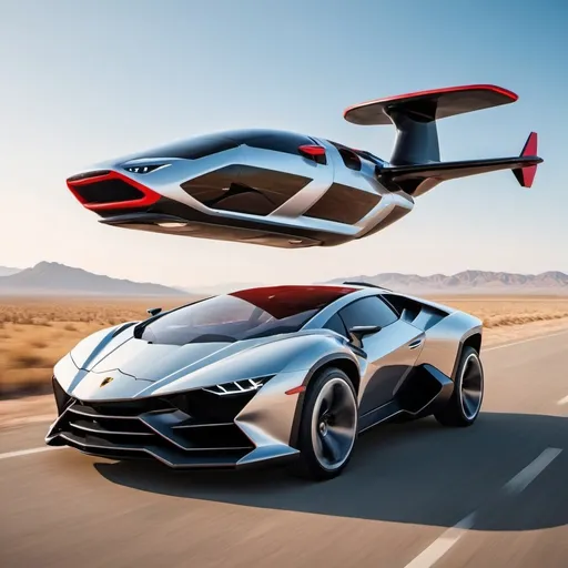 Prompt: can you make me a 2065 flying car make it more like a Lamborghini and red