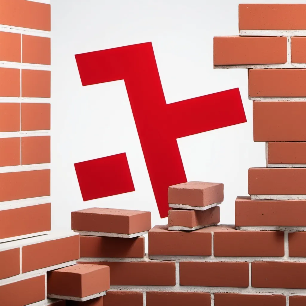 Prompt: a group of bricks with a logo on them and a white background with a white background and a red brick with a logo on it, Andries Stock, suprematism, p, a stock photo