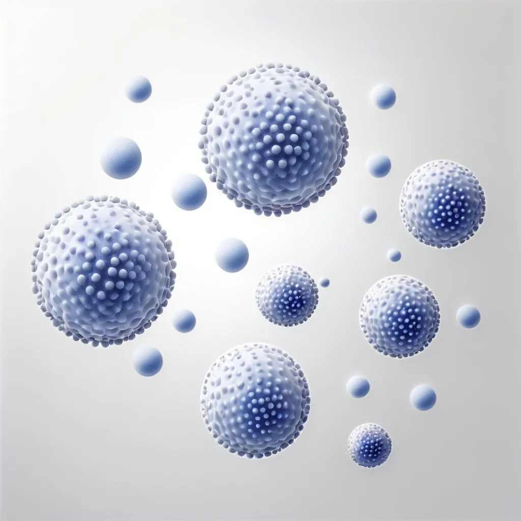 Prompt: exosomes bubles on white background

