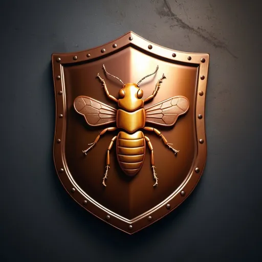 Prompt: can you create a picture of a shield with a termite on it that is circled and crossed out.