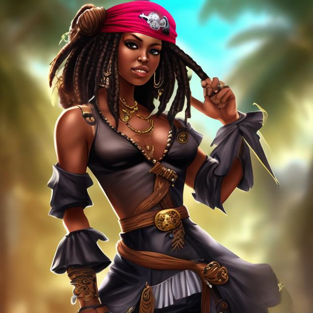 Prompt: beautiful Black female pirate 