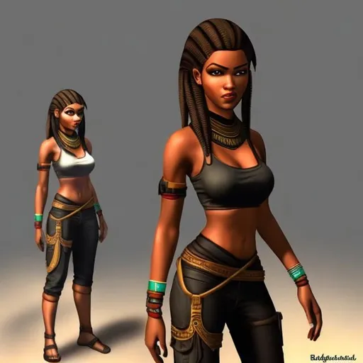 Prompt: Black Egyptian female Lara Croft 