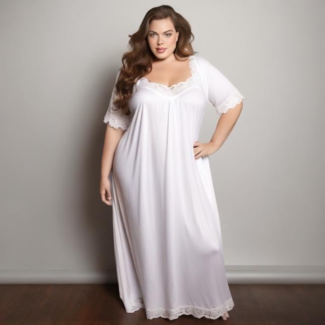 Prompt: Plus size woman in a nightgown 