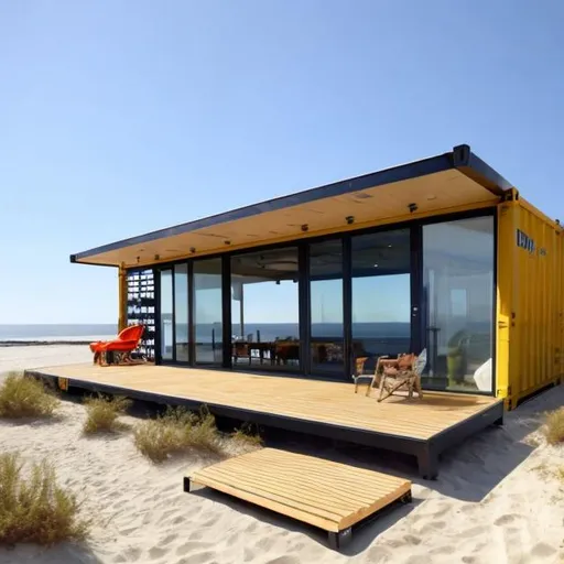 Prompt: SHIPPING CONTAINER BEACHPAD HOME