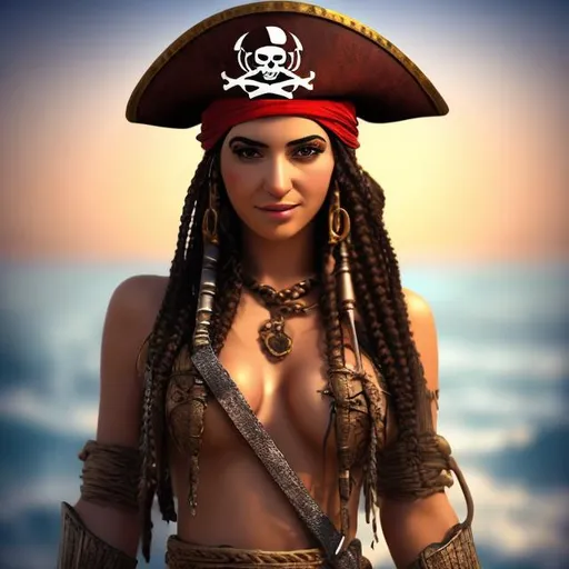 Prompt: beautiful middle eastern female pirate 