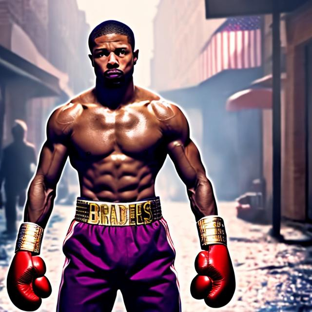 Prompt: MICHAEL.B. JORDAN AS ADONIS CREED IN COLOR