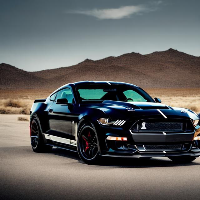 Prompt: BLACK FORD MUSTANG SHELBY CAR IN FULLVIEW 