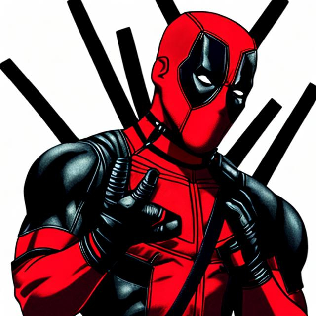 Prompt: DEADPOOL IN A BLACK ATIRE