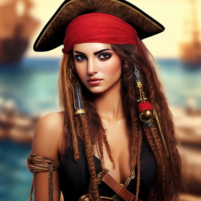 Prompt: beautiful middle eastern female pirate 