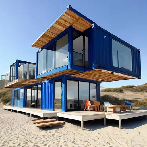 Prompt: SHIPPING CONTAINER BEACHPAD HOME