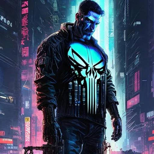 Prompt: CYBERPUNK THE PUNISHER