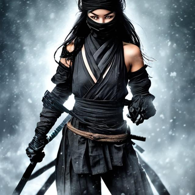 Prompt: BEAUTIFUL FEMALE NINJA