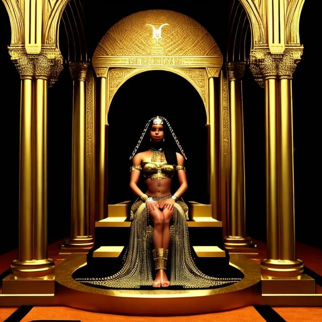 Prompt: AALIYAH AS CLEOPATRA SITTING ON HER THRONE IN HER PALACE