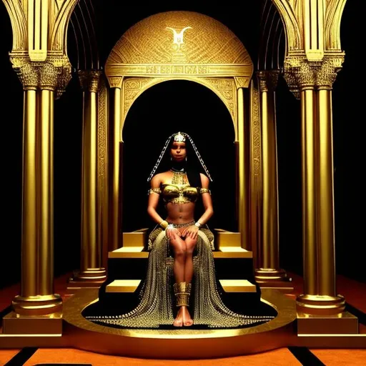 Prompt: AALIYAH AS CLEOPATRA SITTING ON HER THRONE IN HER PALACE