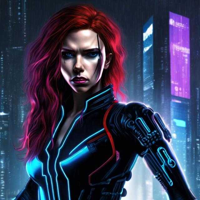 Prompt: CYBERPUNK BLACK WIDOW