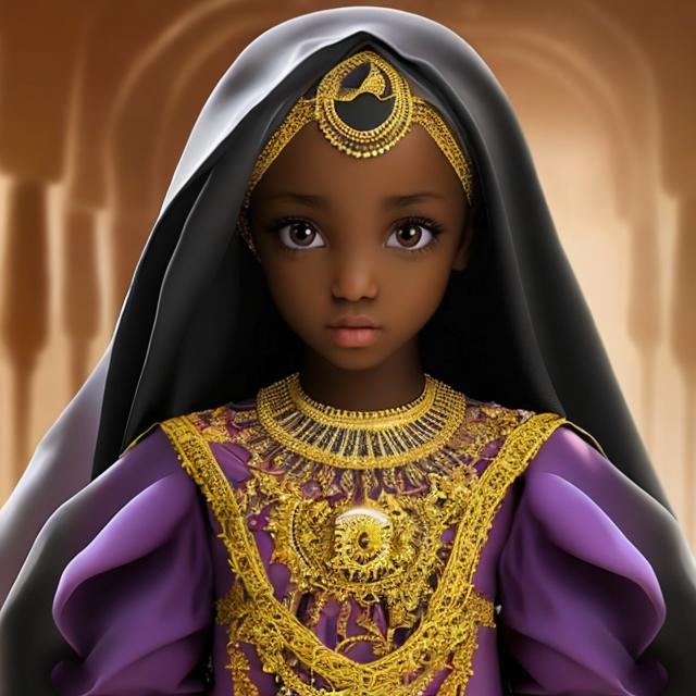 Prompt: BLACK ARABIAN FEMALE BEAUTY PRINCESS AMINA