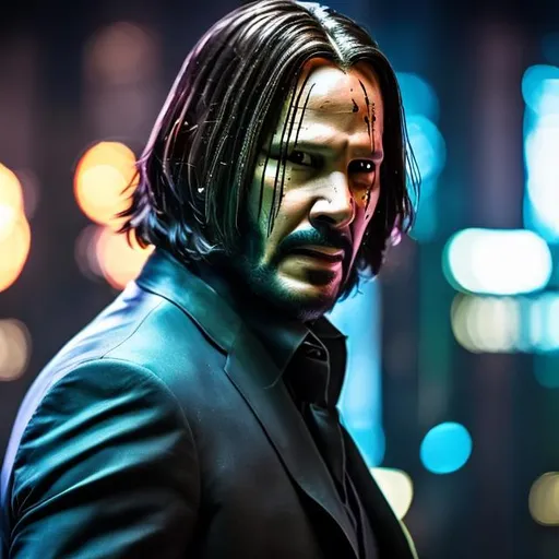 Prompt: HALLE BERRY AS JOHN WICK IN COLOR