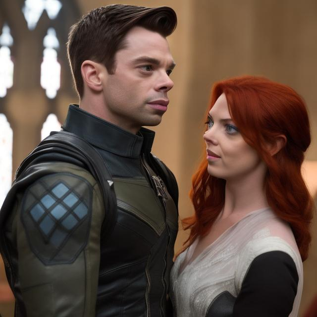 Prompt: BUCKY BARNES GETS MARRIED TO NATASHA ROMANOFF IN CHURCH