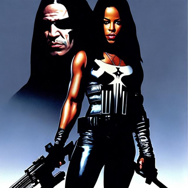 Prompt: AALIYAH AS THE PUNISHER