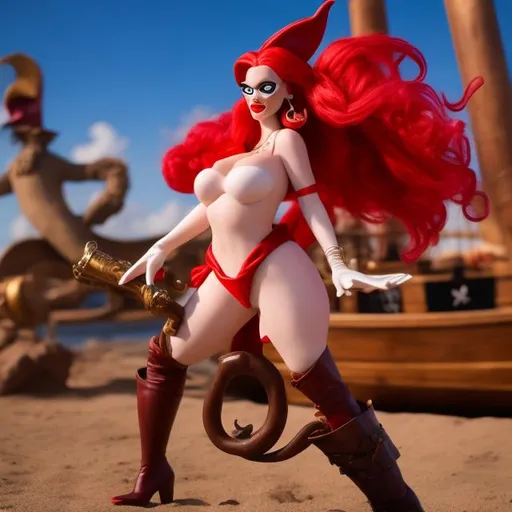 Prompt: Jessica rabbit as a  pirate in pirate attire