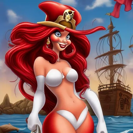 Prompt: Jessica rabbit as a  pirate in pirate attire