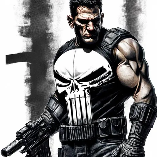 Prompt: CREATE A HIGHLY DETAILED IMAGE OF THE PUNISHER