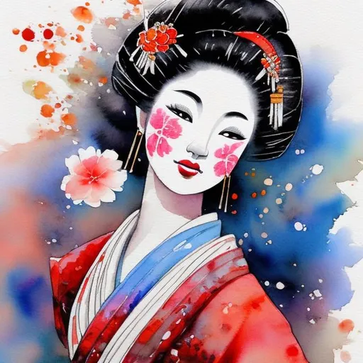 Prompt:  GEISHA IN A WATERCOLOR BACKGROUND