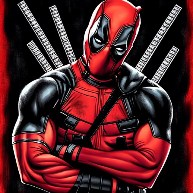 Prompt: DEADPOOL IN A BLACK ATIRE