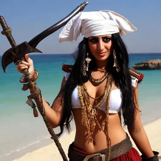 Prompt: beautiful middle eastern female pirate 