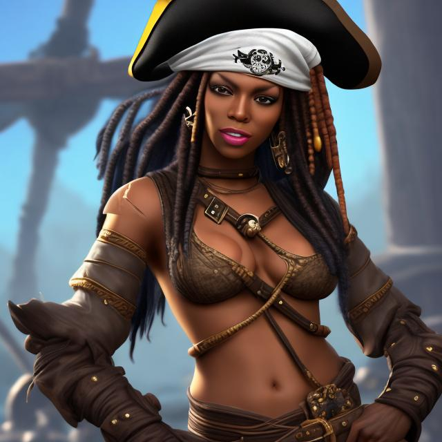 Prompt: beautiful Black female pirate 