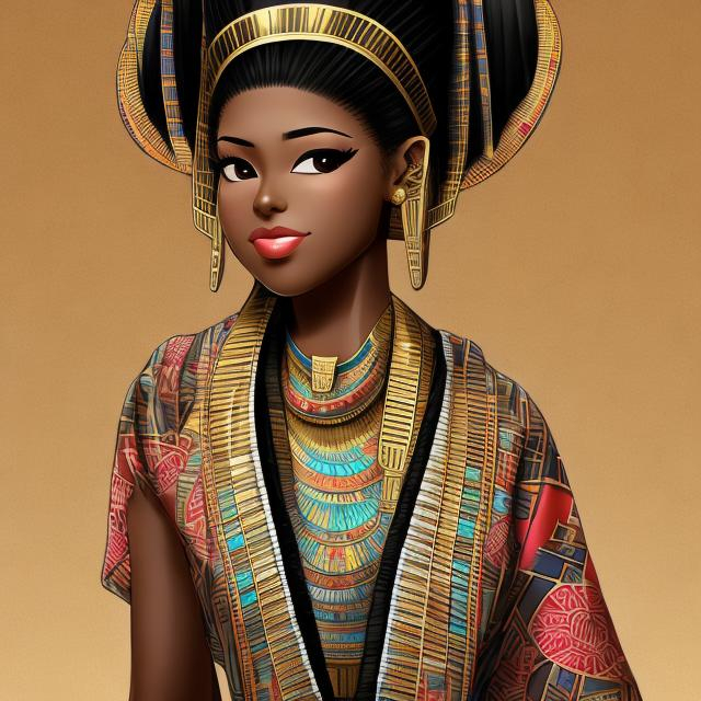 Prompt:  DARK SKINNED Egyptian kimono girl     