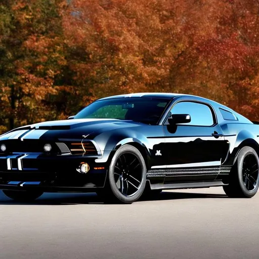 Prompt: KNIGHTRIDER BLACK FORD MUSTANG SHELBY CAR