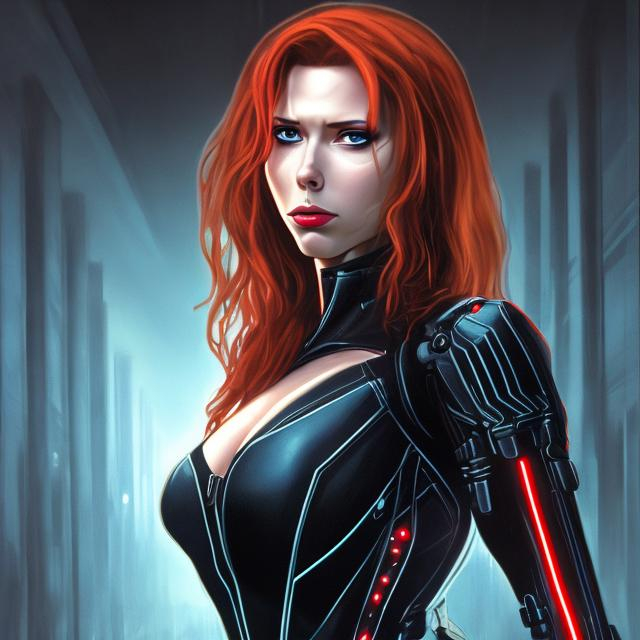 Prompt: CYBERNETIC BLACK WIDOW