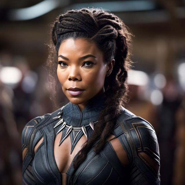 Prompt: Highly detailed image of Gabrielle Union as black panther 