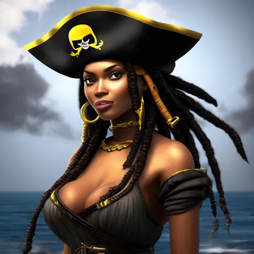 Prompt: beautiful Black female pirate 