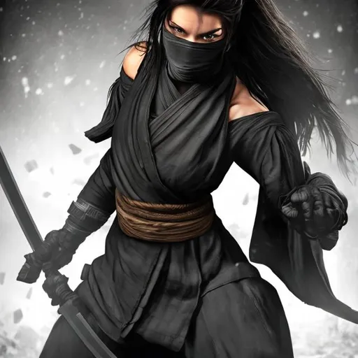 Prompt: BEAUTIFUL FEMALE NINJA