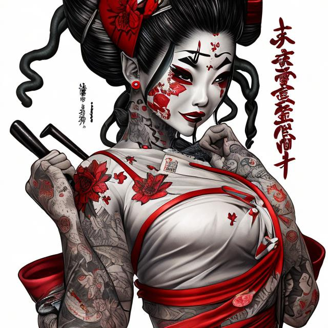 Prompt: TATTOOED GEISHA NURSE