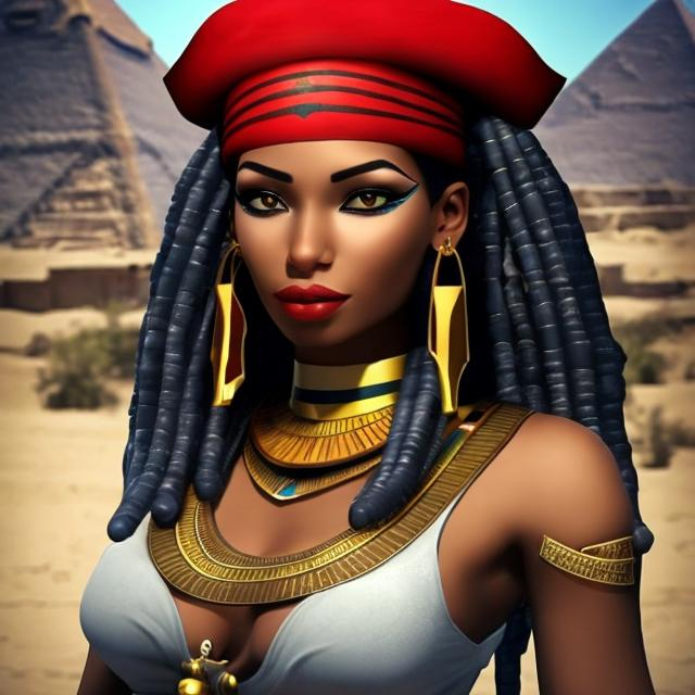 Prompt: beautiful black Egyptian female pirate 