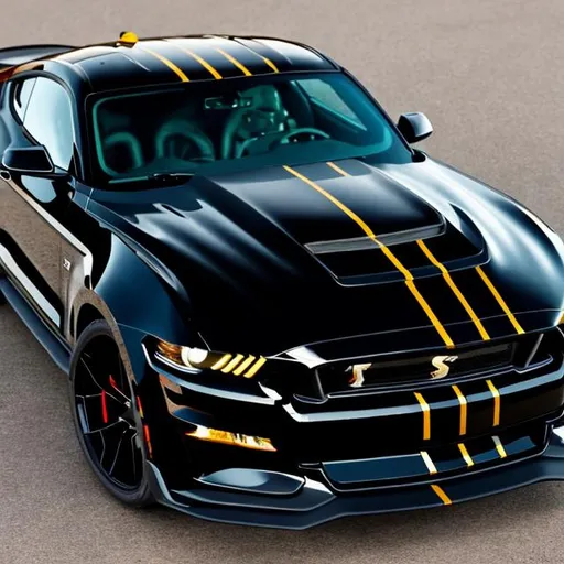 Prompt: KNIGHTRIDER BLACK FORD MUSTANG SHELBY CAR FULLVIEW 