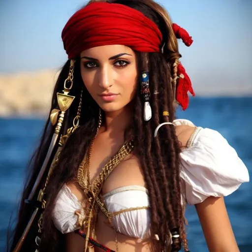 Prompt: beautiful middle eastern female pirate 