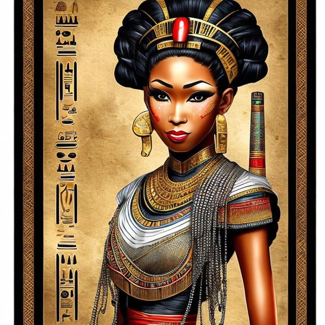 Prompt: BLACK EGYPTIAN FEMALE GEISHA 