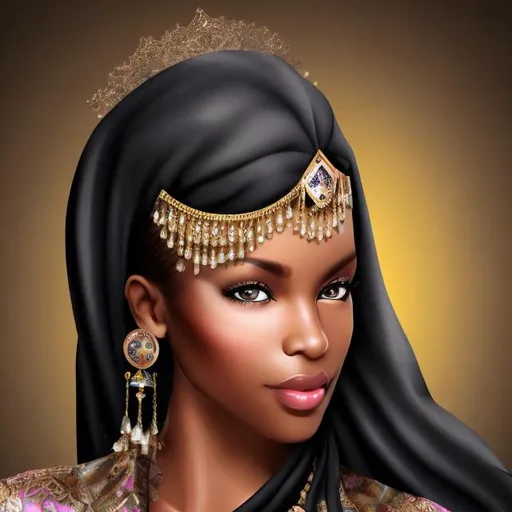 Prompt: BLACK ARABIAN FEMALE BEAUTY PRINCESS