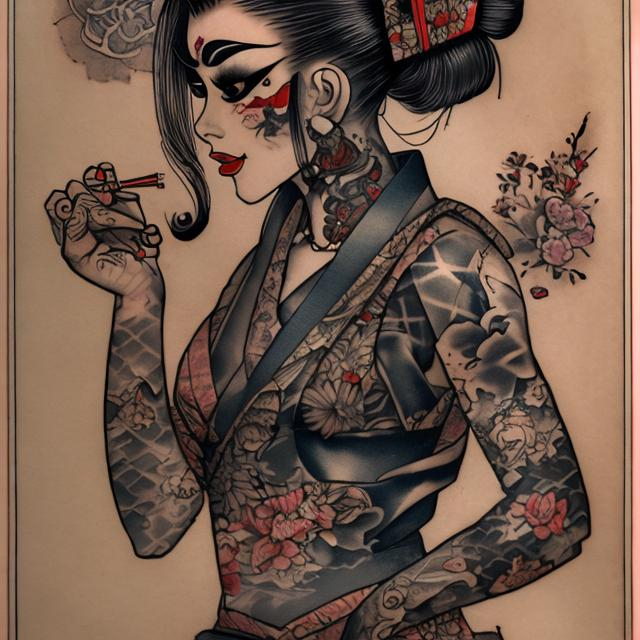 Prompt: TATTOOED GEISHA DOCTOR