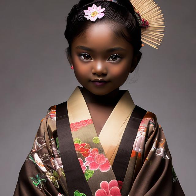 Prompt:  DARK SKINNED kimono girl     