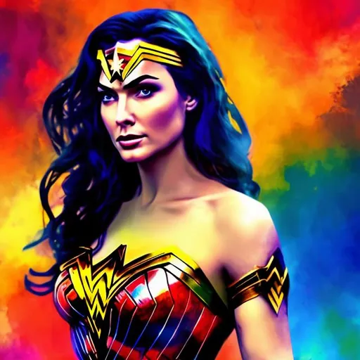 Prompt: colorful wonderwoman