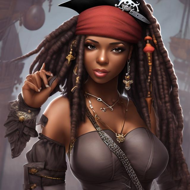 Prompt: beautiful Black female pirate 